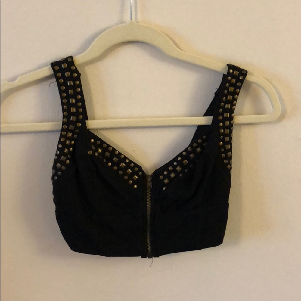 Studded black crop top